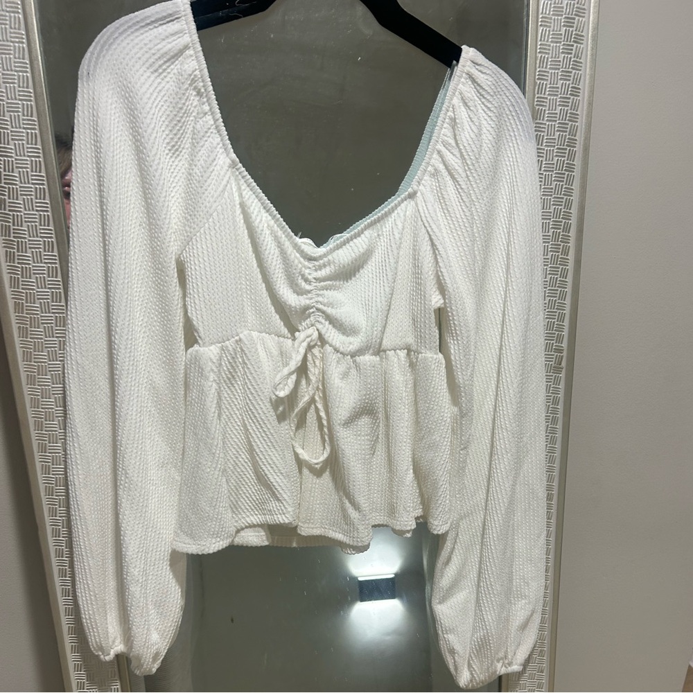 Altar'd State Ivory Ribbed Blouse
